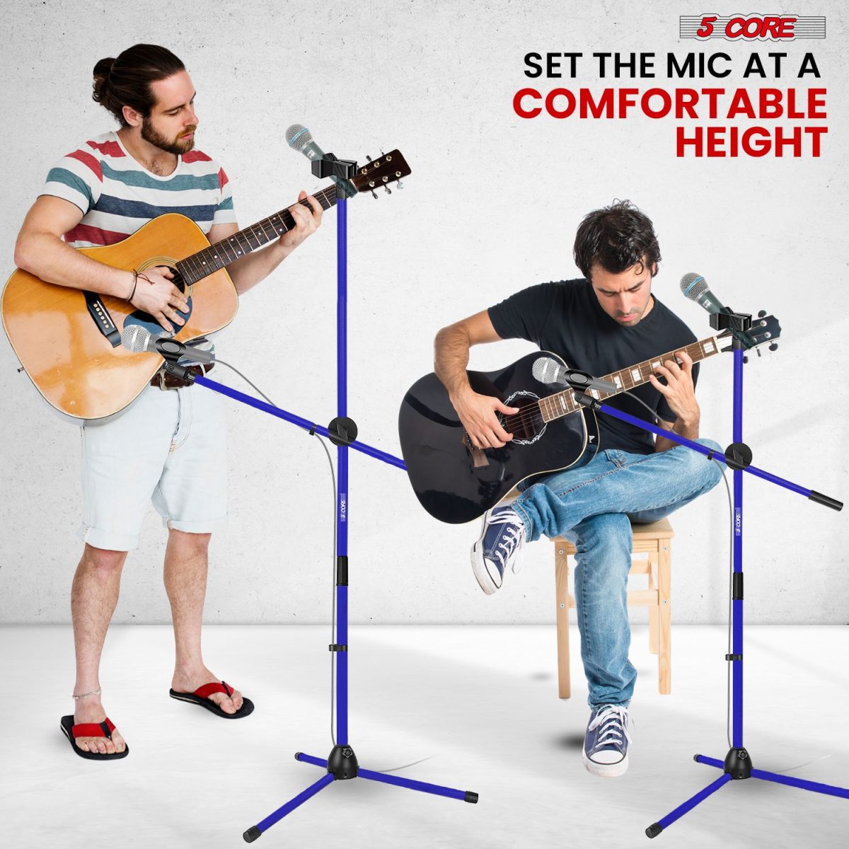 5 Core Mic Stand Floor Height Adjustable Tripod Microphone Stands w Extending Telescoping Boom Arm - MS DBL G - Image 25