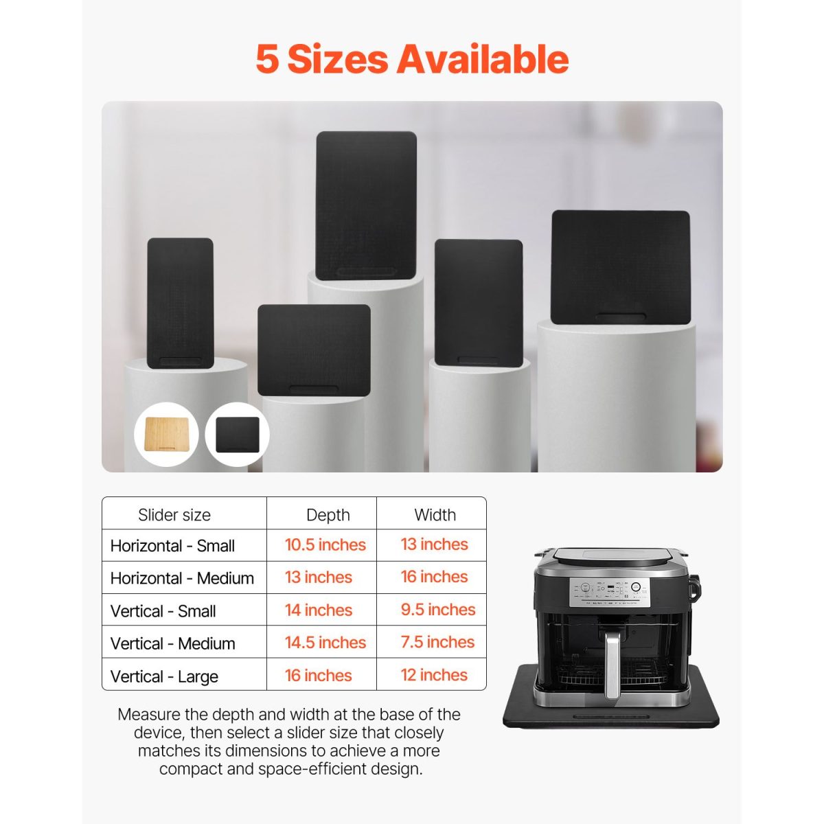 Appliance Slider, Medium 13 x 16-inch, Rolling Sliding Tray with Silent Rubber Wheels & Hollow Handle, Easy to Clean, Appliance Rolling Tray for Coffee Maker, Kitchen Countertop, Black - Image 7