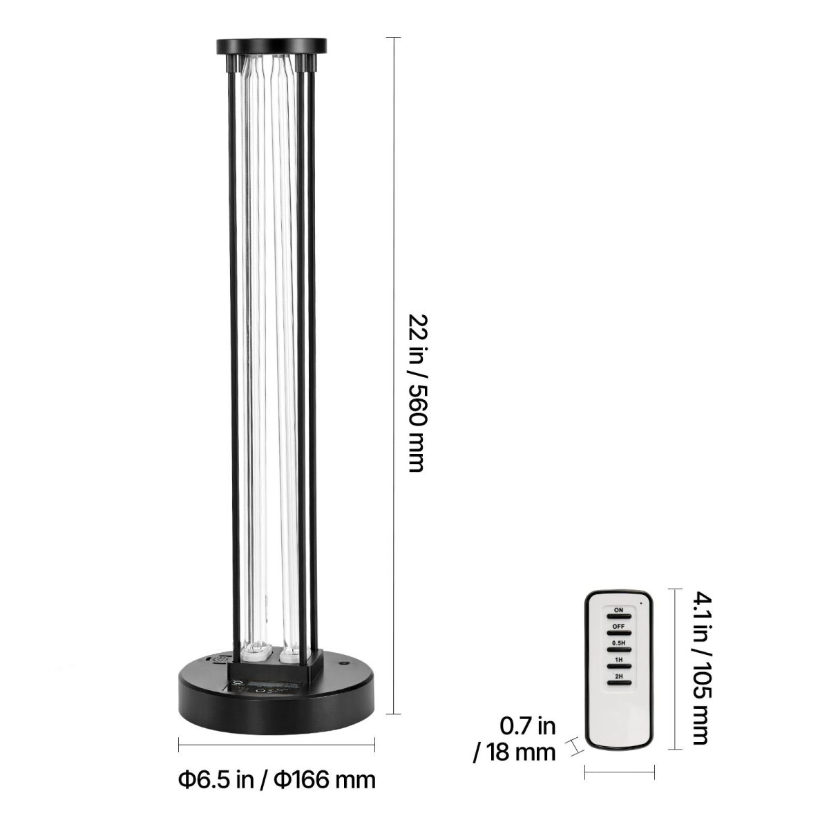 UV Light, 110W Ultraviolet Lamp with Ozone Purifier, UVC Lamp with 30/60/120 Minutes 3-Gear Timer and Remote Control, for Room up to 600 sqft, UVO Lights for Living Room, Bedroom, Hotel, School - Image 2