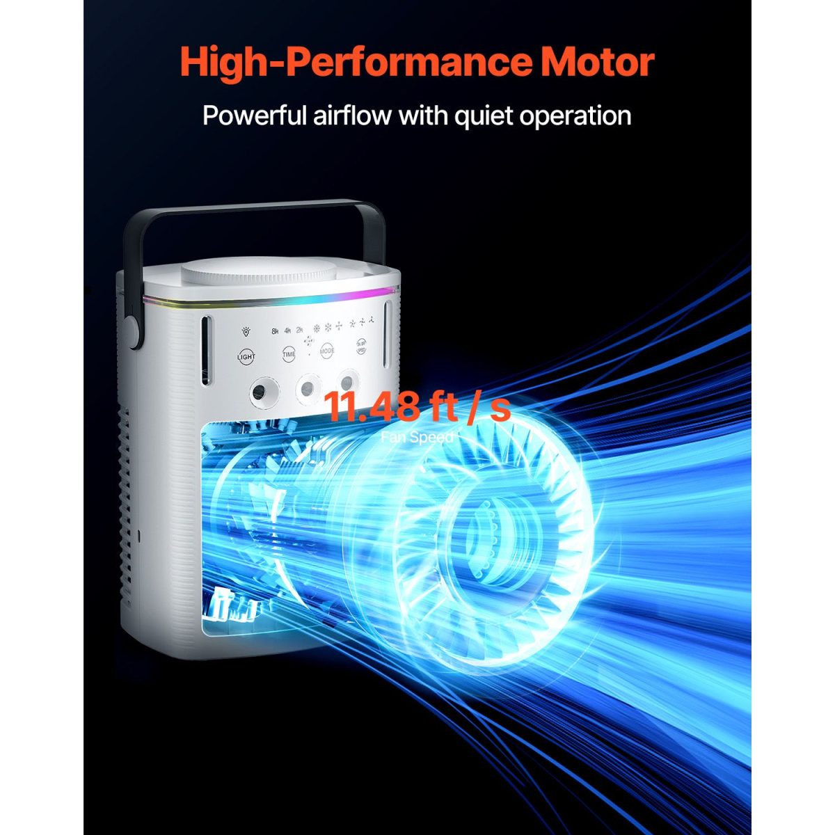 Portable Air Conditioner, 4-in-1 Evaporative Air Cooler with Remote Control, 3-Speed Mini Air Conditioner with Timer, 3 Mist Levels, 1L Water Tank, 120° Oscillating Mini AC Fan for Desktop Home - Image 6