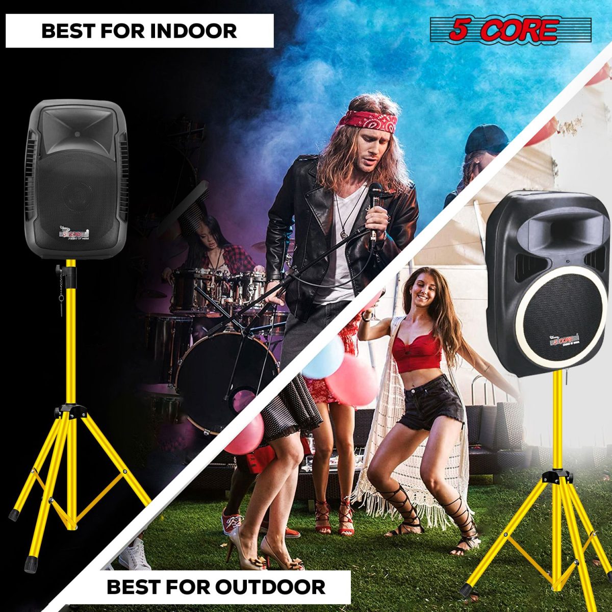 5 Core Speaker Stand 2Pcs Tripod Floor Tall Adjustable Up to 72 Inch DJ Studio Monitor Stands Pole Mount - Image 4