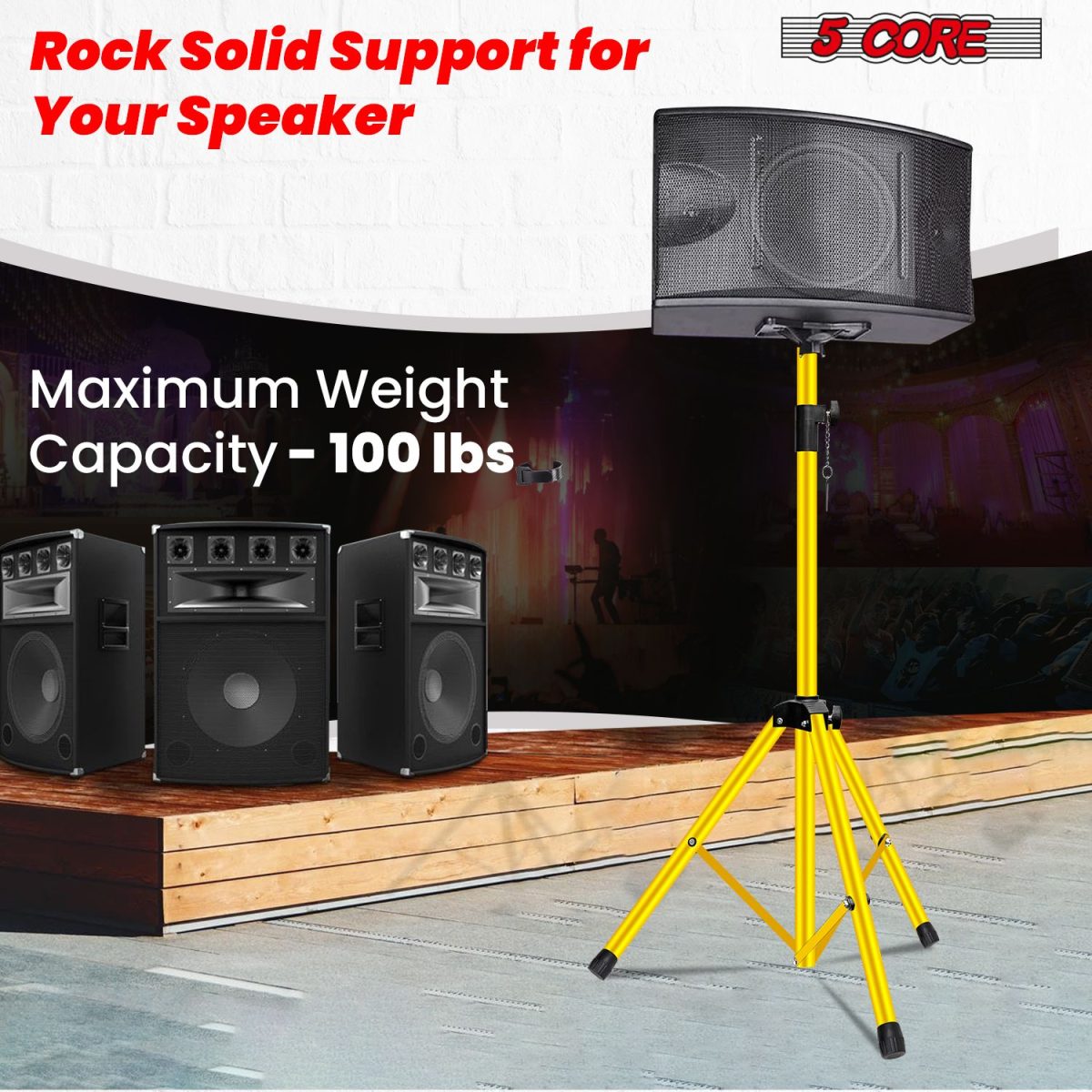 5 Core Speaker Stand 2Pcs Tripod Floor Tall Adjustable Up to 72 Inch DJ Studio Monitor Stands Pole Mount - Image 7