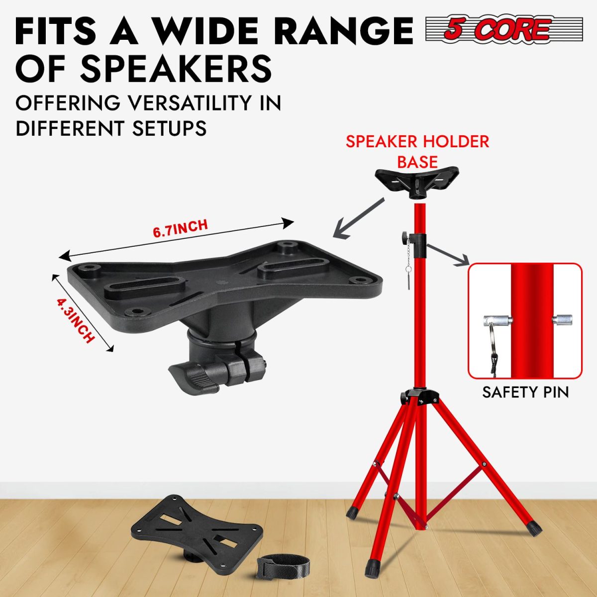 5 Core Speaker Stand 2Pcs Tripod Floor Tall Adjustable Up to 72 Inch DJ Studio Monitor Stands Pole Mount - Image 38
