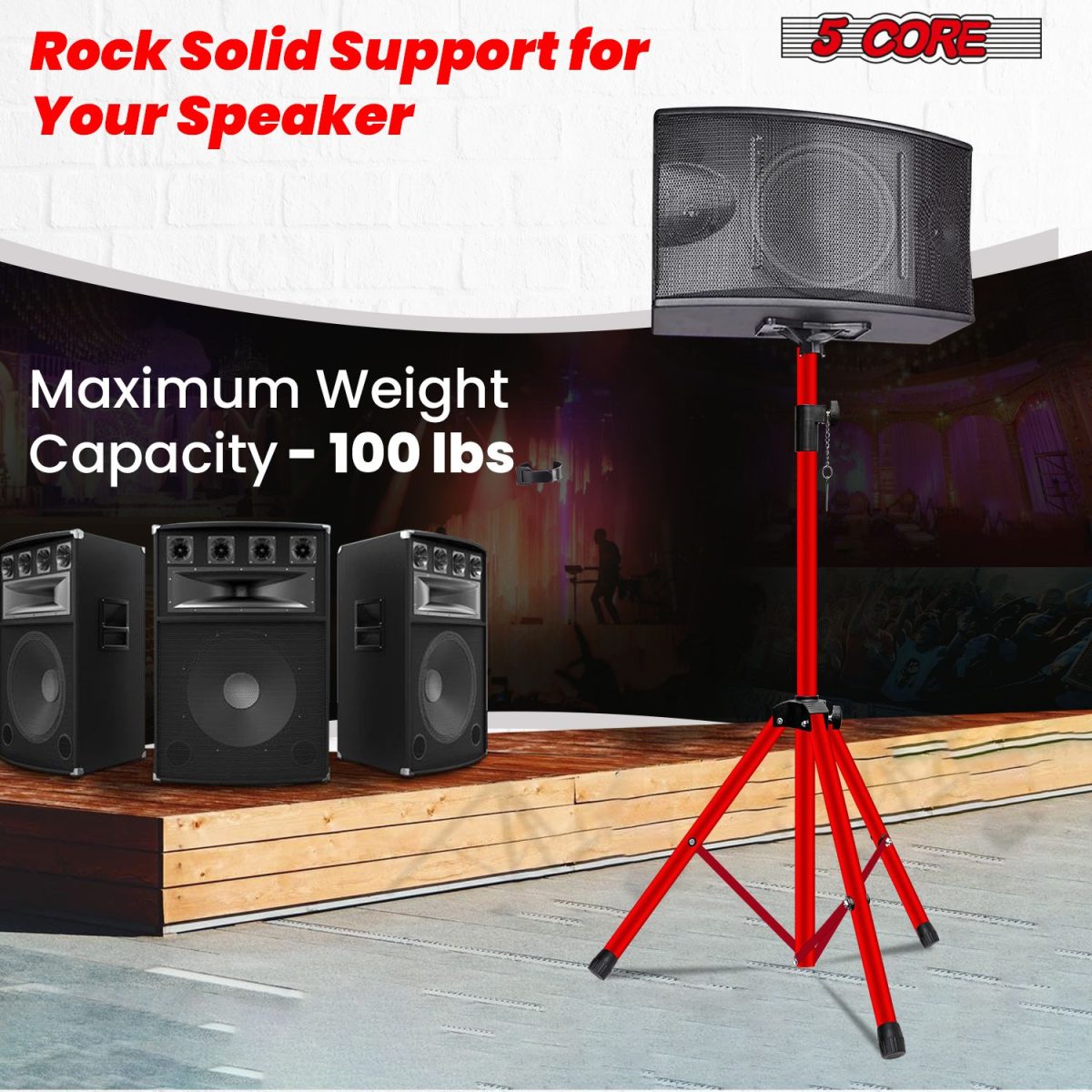 5 Core Speaker Stand 2Pcs Tripod Floor Tall Adjustable Up to 72 Inch DJ Studio Monitor Stands Pole Mount - Image 42