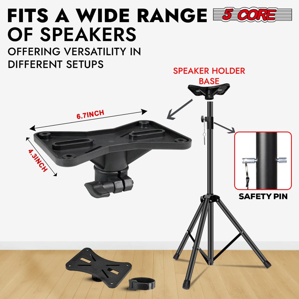 5 Core Speaker Stand 2Pcs Tripod Floor Tall Adjustable Up to 72 Inch DJ Studio Monitor Stands Pole Mount - Image 50