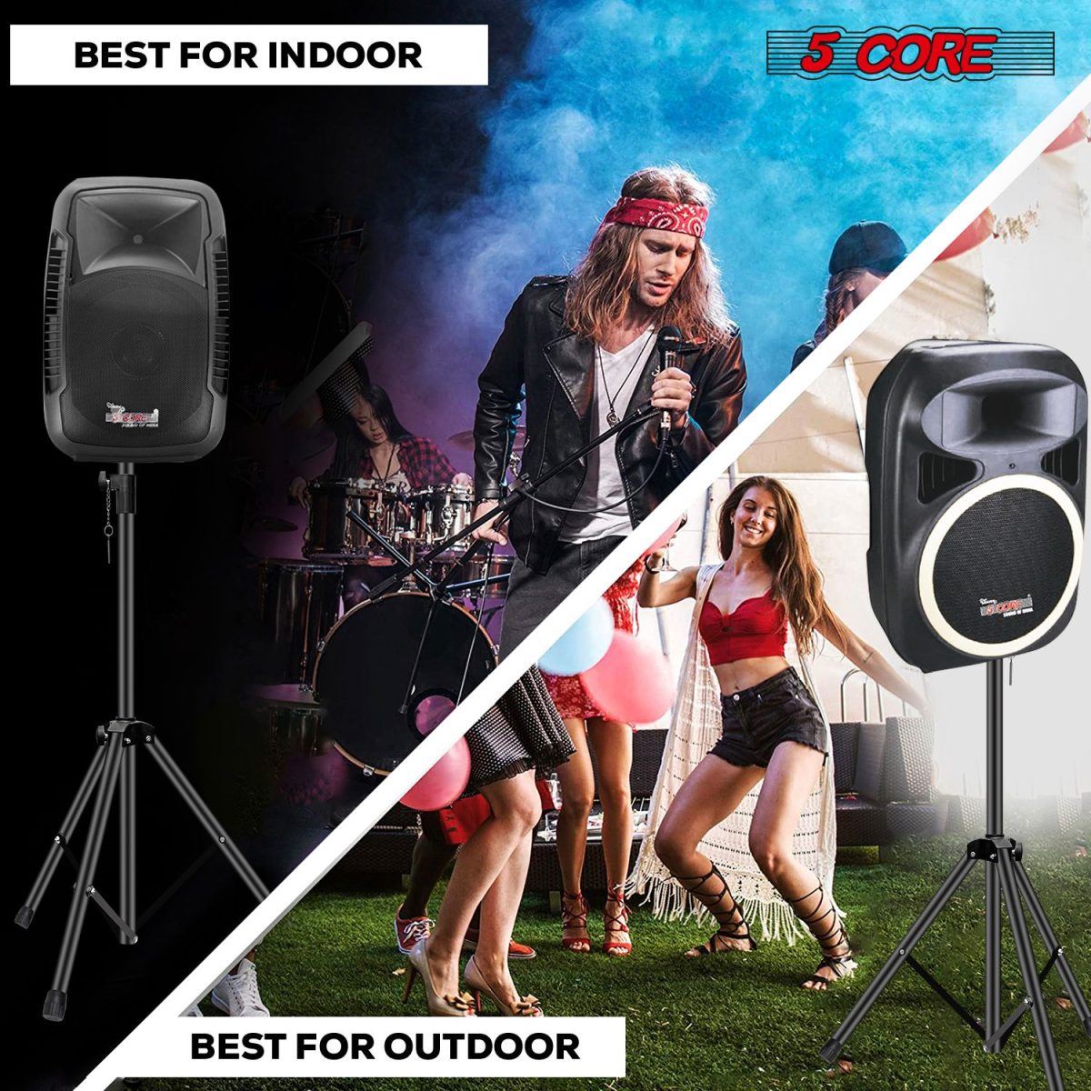 5 Core Speaker Stand 2Pcs Tripod Floor Tall Adjustable Up to 72 Inch DJ Studio Monitor Stands Pole Mount - Image 51