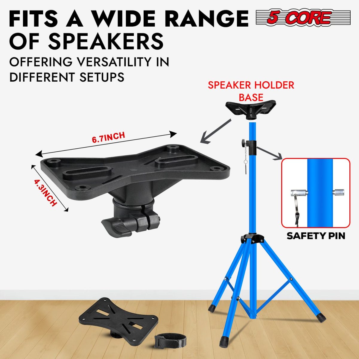 5 Core Speaker Stand 2Pcs Tripod Floor Tall Adjustable Up to 72 Inch DJ Studio Monitor Stands Pole Mount - Image 29