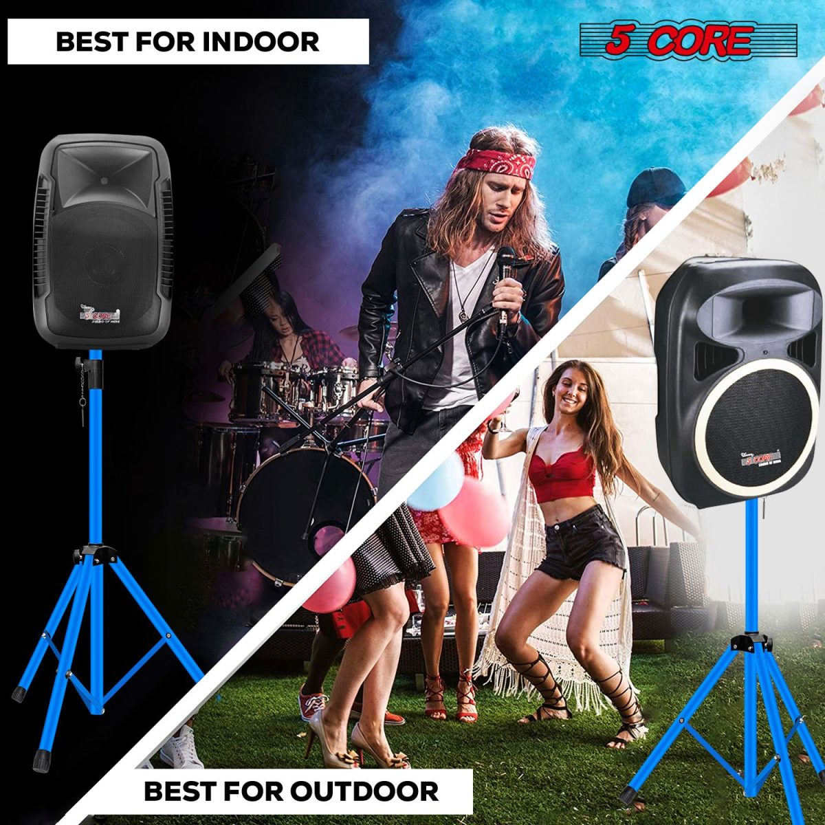 5 Core Speaker Stand 2Pcs Tripod Floor Tall Adjustable Up to 72 Inch DJ Studio Monitor Stands Pole Mount - Image 33