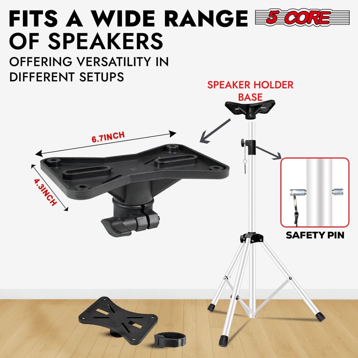 5 Core Speaker Stand 2Pcs Tripod Floor Tall Adjustable Up to 72 Inch DJ Studio Monitor Stands Pole Mount - Image 14