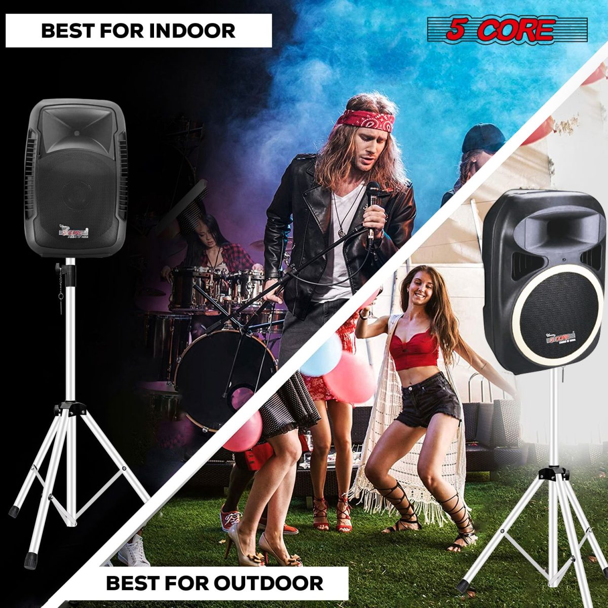 5 Core Speaker Stand 2Pcs Tripod Floor Tall Adjustable Up to 72 Inch DJ Studio Monitor Stands Pole Mount - Image 15
