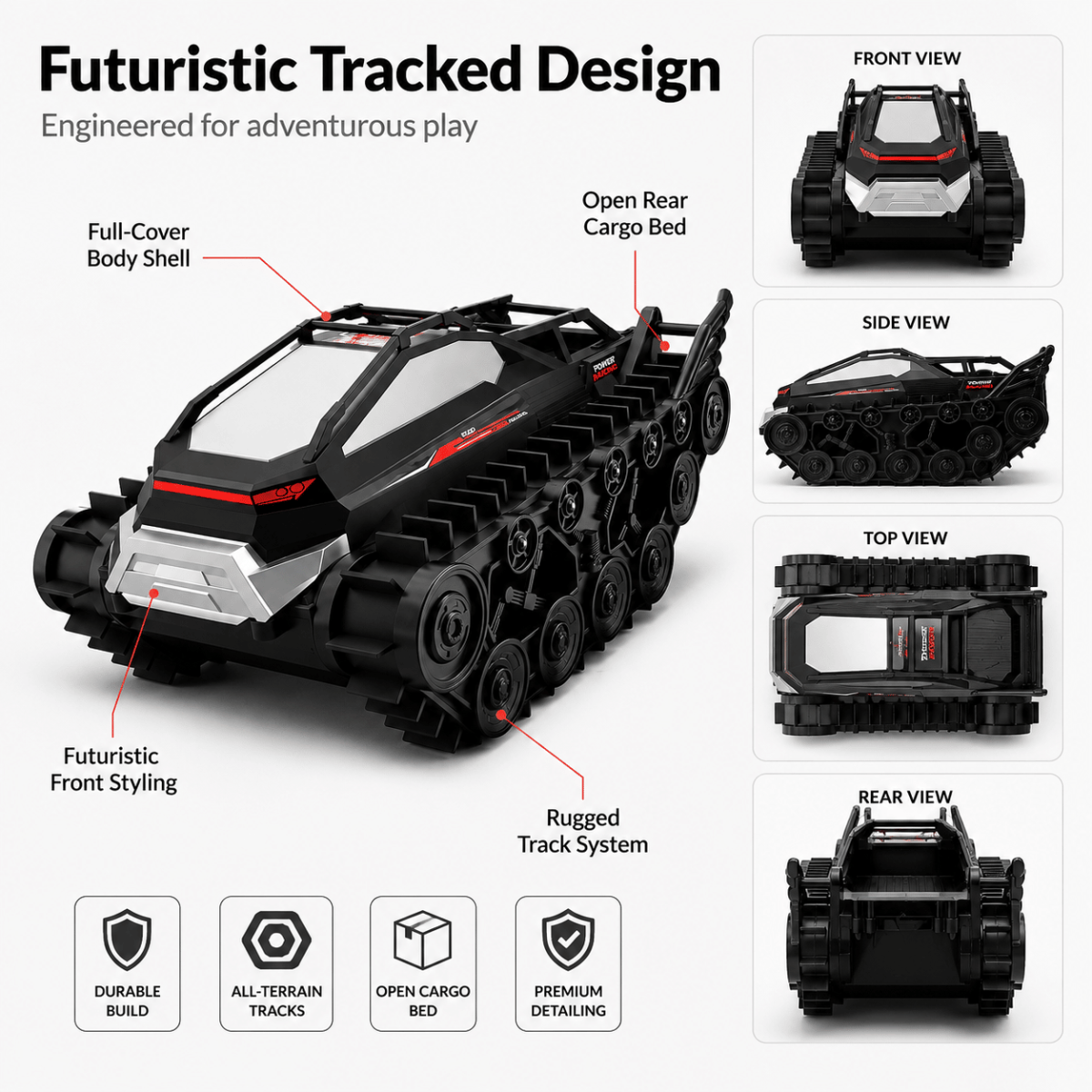 Amphibious tracked tank children's outdoor toy all-terrain off-road remote control car - Image 2