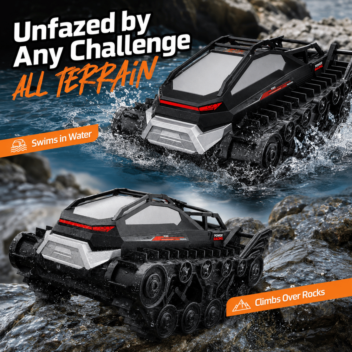 Amphibious tracked tank children's outdoor toy all-terrain off-road remote control car - Image 6