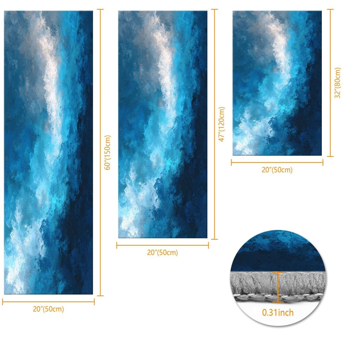 Three-piece kitchen rug set, non-slip and washable, abstract pattern kitchen hallway rug, soft and comfortable, suitable for sinks, floors, entrances, hallways and bathrooms. - Image 3