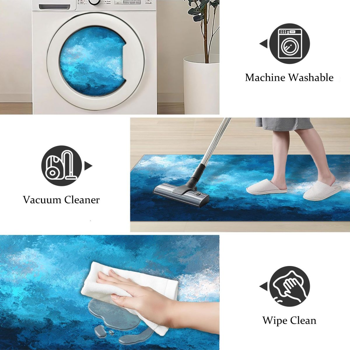 Three-piece kitchen rug set, non-slip and washable, abstract pattern kitchen hallway rug, soft and comfortable, suitable for sinks, floors, entrances, hallways and bathrooms. - Image 7