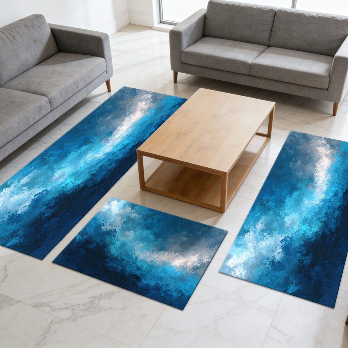 Three-piece kitchen rug set, non-slip and washable, abstract pattern kitchen hallway rug, soft and comfortable, suitable for sinks, floors, entrances, hallways and bathrooms. - Image 10