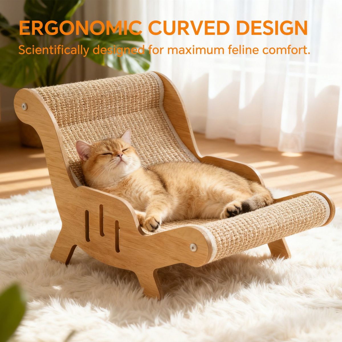 C-type all inclusive sisal cat lounge chair - integrated aesthetic, a natural decompression and relaxation place for cats - Image 6