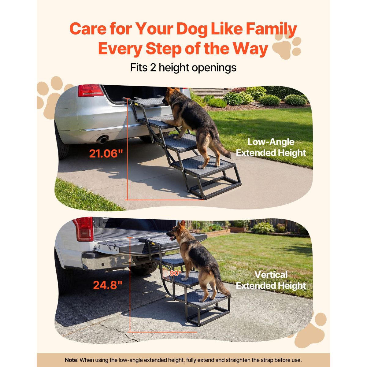 Dog Stairs for Car, 4 Steps Extra Wide Foldable Dog Ramp for Large Dogs with Non-Slip Surface, Portable Lightweight Pet Stairs Ladder for Car, SUV, Truck, High Bed, Sofa, Support up to 400 lbs - Image 2