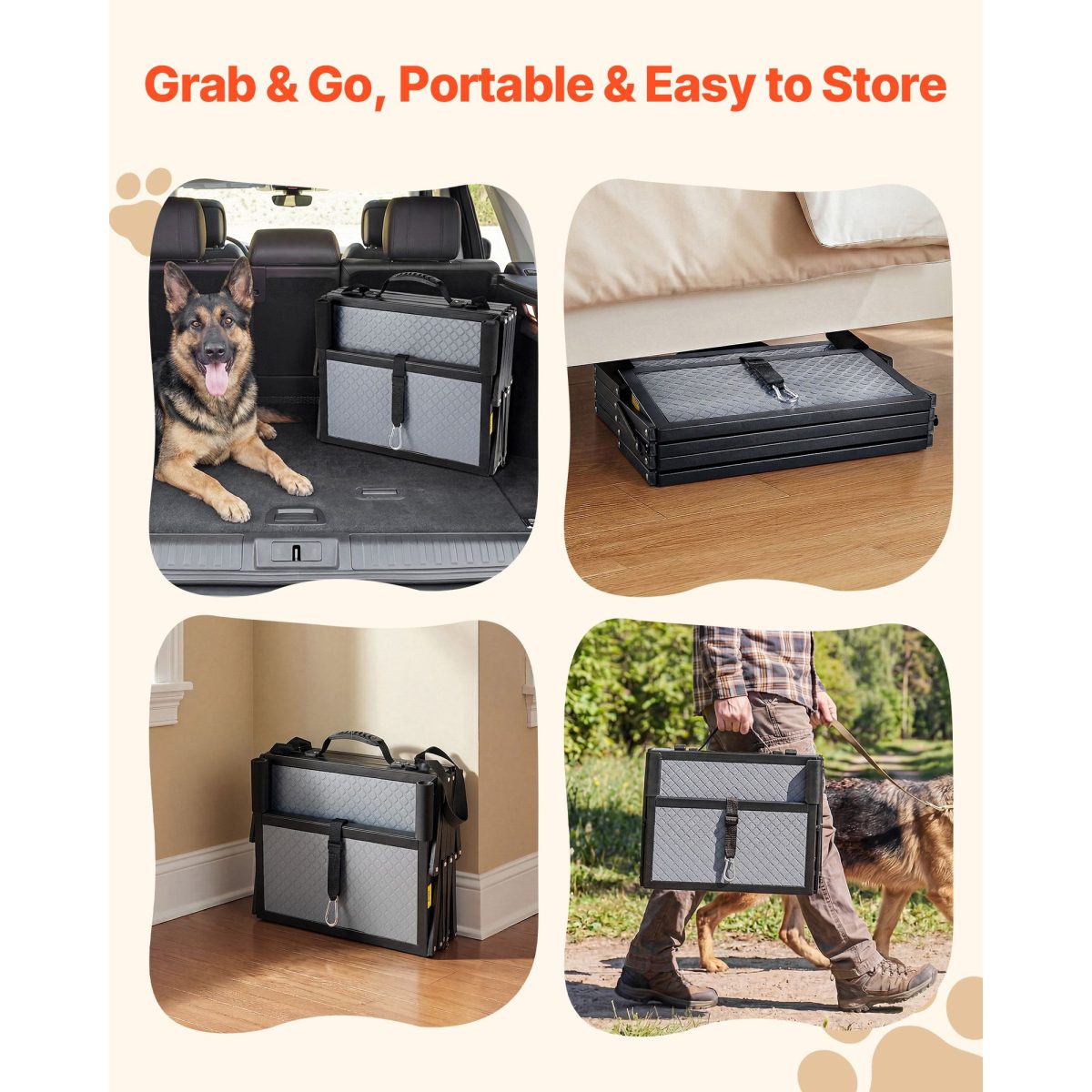 Dog Stairs for Car, 4 Steps Extra Wide Foldable Dog Ramp for Large Dogs with Non-Slip Surface, Portable Lightweight Pet Stairs Ladder for Car, SUV, Truck, High Bed, Sofa, Support up to 400 lbs - Image 5