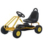 Go Kart for Kids, 4 Wheel Pedal Go Cart with Adjustable Seat, Safety Hand Brake for Boys Girls 3-6 Years, Yellow