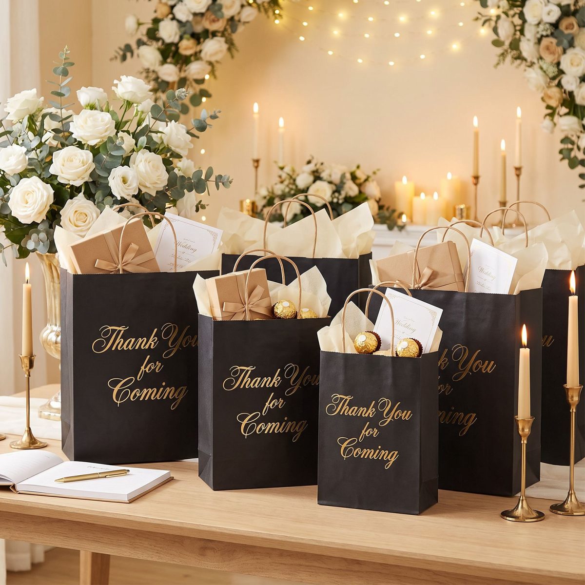 120 Pack Black Kraft Paper Gift Bags, 3 Sizes (5.1x3.5x7.9in, 7.9x4x9.8in, 9.8x4.7x12.6in), Reinforced Handles & Bottom, Paper Shopping Bags for Retail, Boutique, Party Favors - Image 5