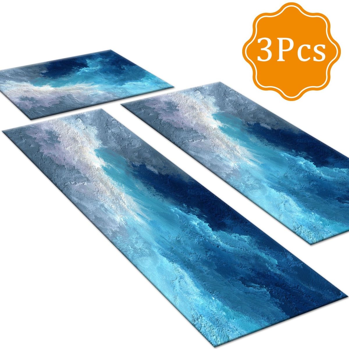 Three-piece kitchen rug set, non-slip and washable, abstract pattern kitchen hallway rug, soft and comfortable, suitable for sinks, floors, entrances, hallways and bathrooms. - Image 2