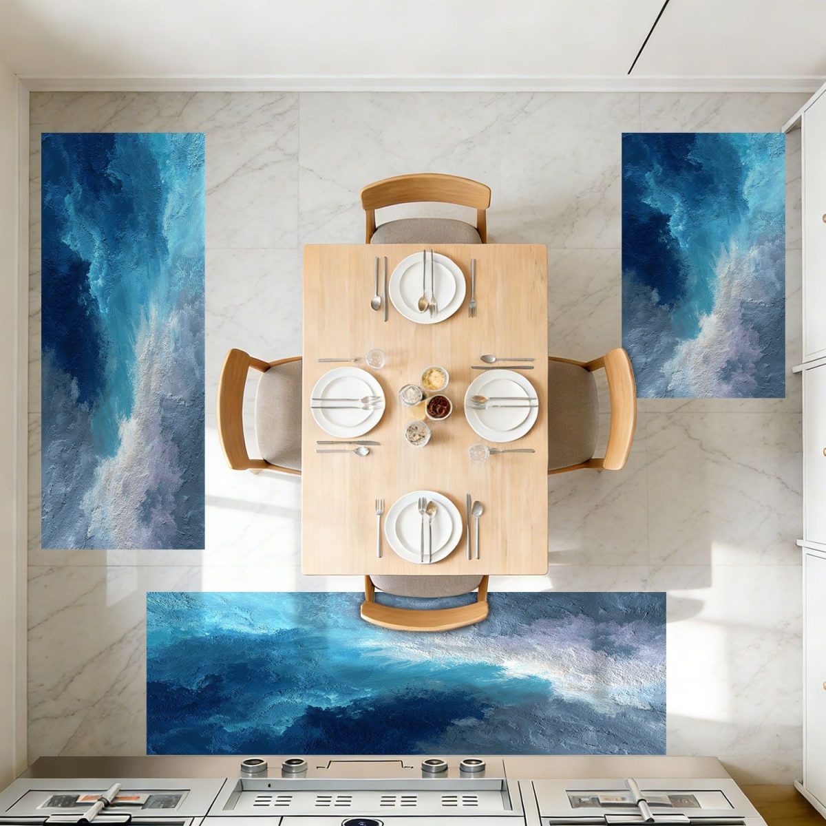 Three-piece kitchen rug set, non-slip and washable, abstract pattern kitchen hallway rug, soft and comfortable, suitable for sinks, floors, entrances, hallways and bathrooms. - Image 11
