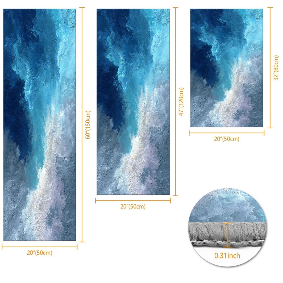 Three-piece kitchen rug set, non-slip and washable, abstract pattern kitchen hallway rug, soft and comfortable, suitable for sinks, floors, entrances, hallways and bathrooms. - Image 3