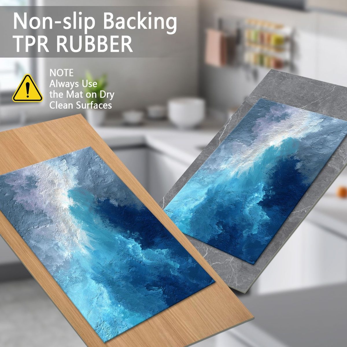 Three-piece kitchen rug set, non-slip and washable, abstract pattern kitchen hallway rug, soft and comfortable, suitable for sinks, floors, entrances, hallways and bathrooms. - Image 5