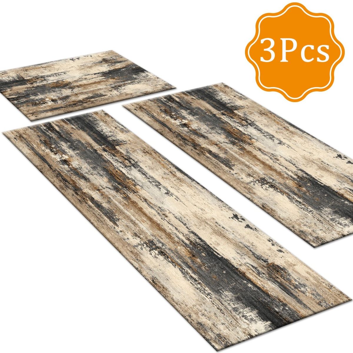 Three-piece kitchen rug set, non-slip and washable, abstract pattern kitchen hallway rug, soft and comfortable, suitable for sinks, floors, entrances, hallways and bathrooms. - Image 2