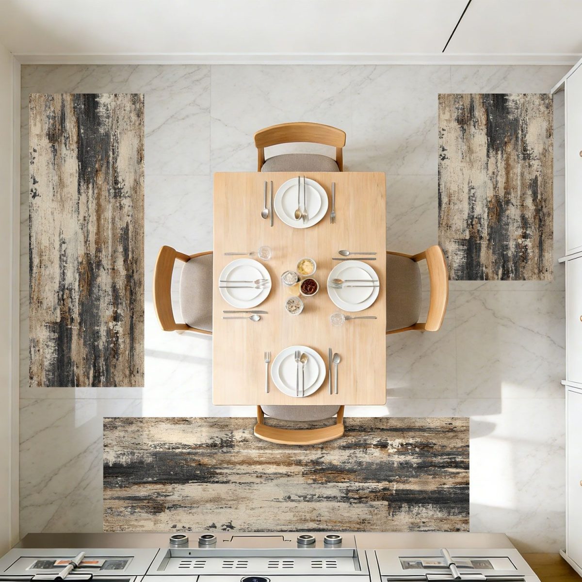 Three-piece kitchen rug set, non-slip and washable, abstract pattern kitchen hallway rug, soft and comfortable, suitable for sinks, floors, entrances, hallways and bathrooms. - Image 11