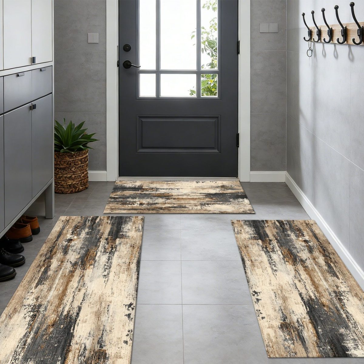 Three-piece kitchen rug set, non-slip and washable, abstract pattern kitchen hallway rug, soft and comfortable, suitable for sinks, floors, entrances, hallways and bathrooms. - Image 12