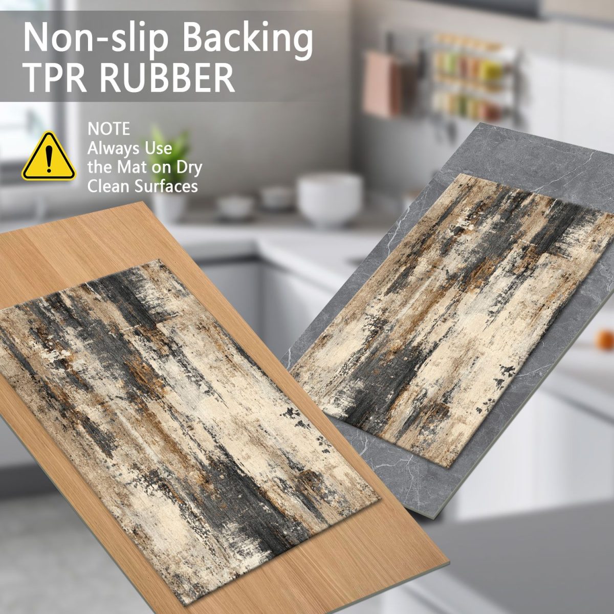 Three-piece kitchen rug set, non-slip and washable, abstract pattern kitchen hallway rug, soft and comfortable, suitable for sinks, floors, entrances, hallways and bathrooms. - Image 5