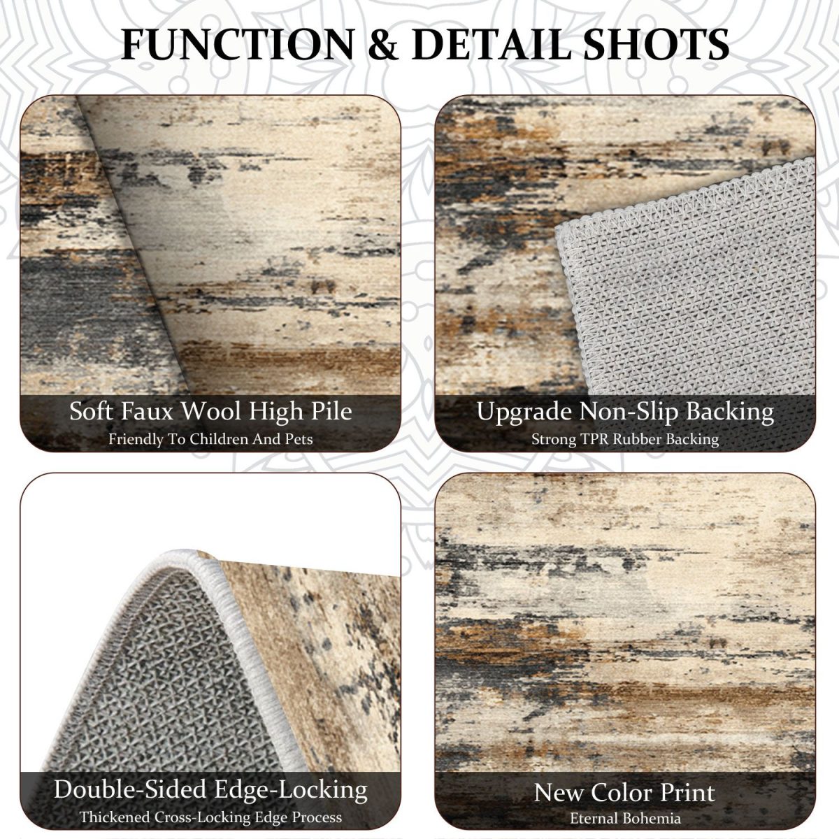Three-piece kitchen rug set, non-slip and washable, abstract pattern kitchen hallway rug, soft and comfortable, suitable for sinks, floors, entrances, hallways and bathrooms. - Image 6