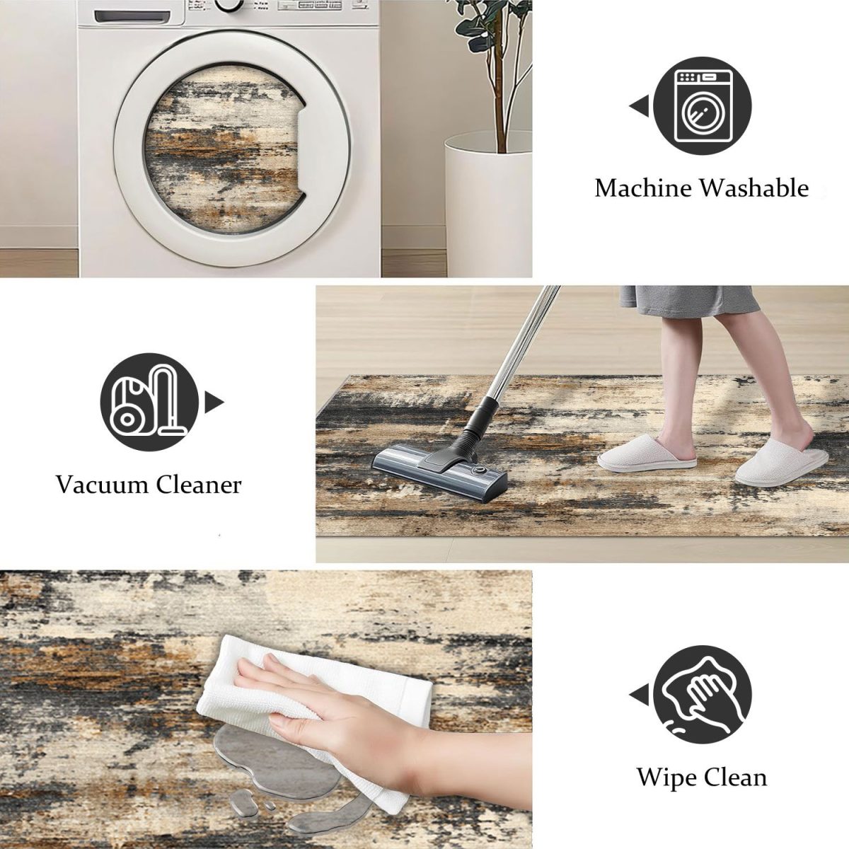 Three-piece kitchen rug set, non-slip and washable, abstract pattern kitchen hallway rug, soft and comfortable, suitable for sinks, floors, entrances, hallways and bathrooms. - Image 7