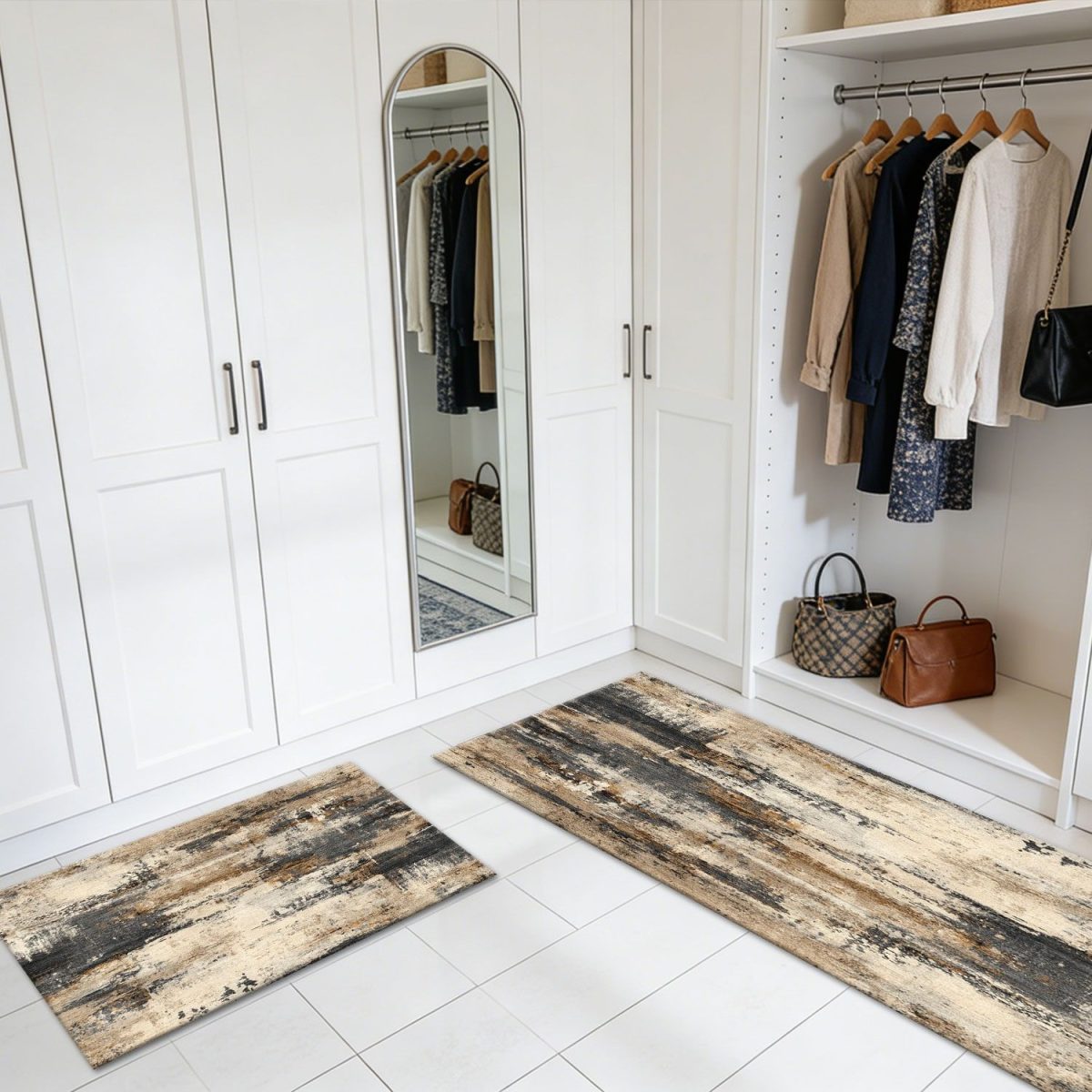 Three-piece kitchen rug set, non-slip and washable, abstract pattern kitchen hallway rug, soft and comfortable, suitable for sinks, floors, entrances, hallways and bathrooms. - Image 8