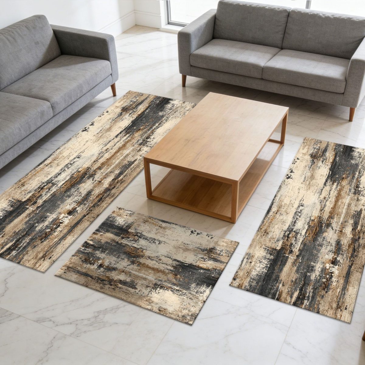 Three-piece kitchen rug set, non-slip and washable, abstract pattern kitchen hallway rug, soft and comfortable, suitable for sinks, floors, entrances, hallways and bathrooms. - Image 10