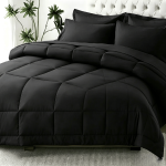 Black 2-Piece & 3-Piece Bedding Comforter Set – Twin/Queen/King – Soft Microfiber