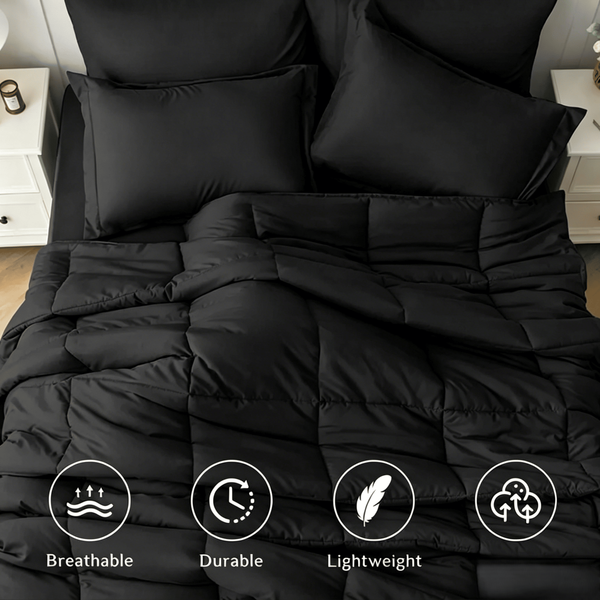 Black 2-Piece & 3-Piece Bedding Comforter Set – Twin/Queen/King – Soft Microfiber - Image 11