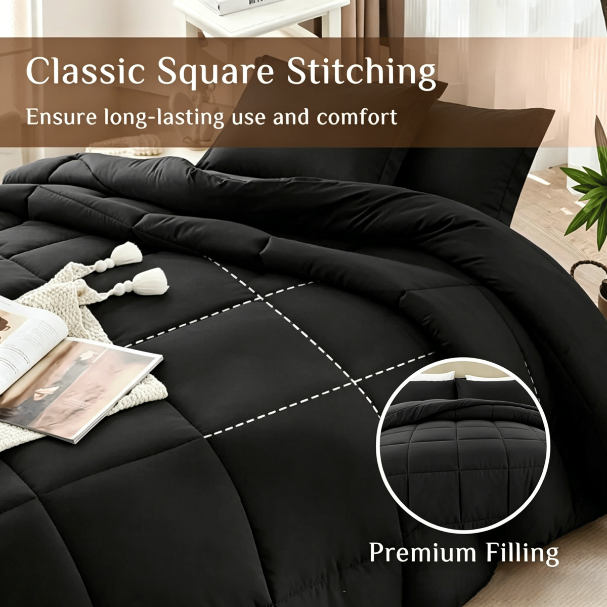 Black 2-Piece & 3-Piece Bedding Comforter Set – Twin/Queen/King – Soft Microfiber - Image 7