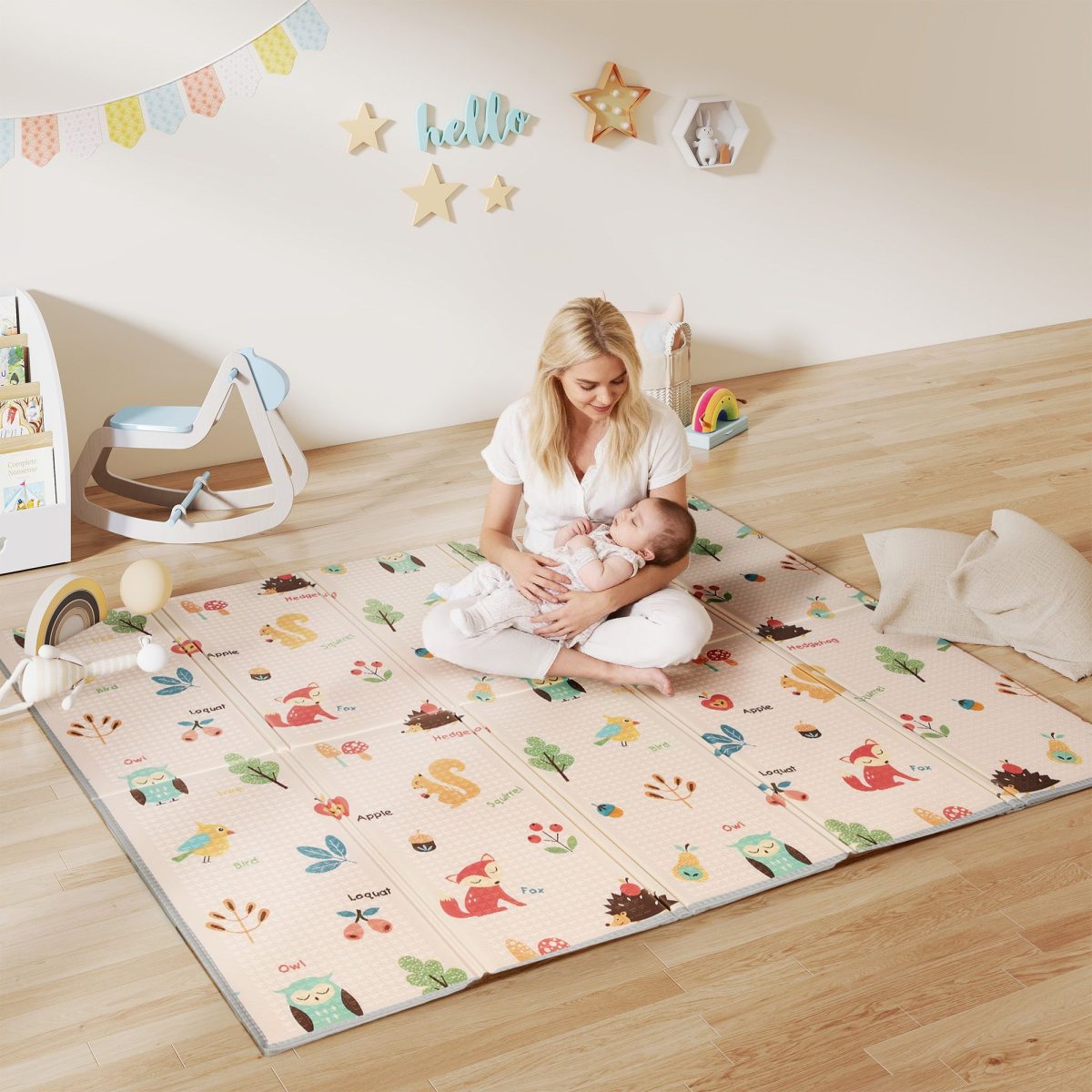 Baby Play Mat Double-Sided, Foldable Activity Playmat, Waterproof Reversible Playmat for Toddlers, 71" x 59" - Image 2
