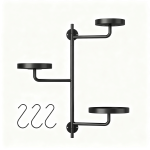 3-Tier Rotating Wall Mount Plant Shelf, Black Metal Swing Arm Plant Stand with Round Trays, Adjustable Wall-Mounted Display Rack for Indoor Plants, Books, Decor, Each Tray Holds Up to 20 LB (17.1 in H