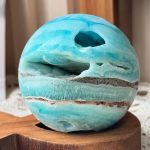 1pc Unique Natural Hemimorphite Sphere - Bohemian Teal Blue & White Marbled Stone, Smooth Spherical Mineral Specimen for Home Decor, Tabletop or Entrance Centerpiece, Holiday Gift for Christmas