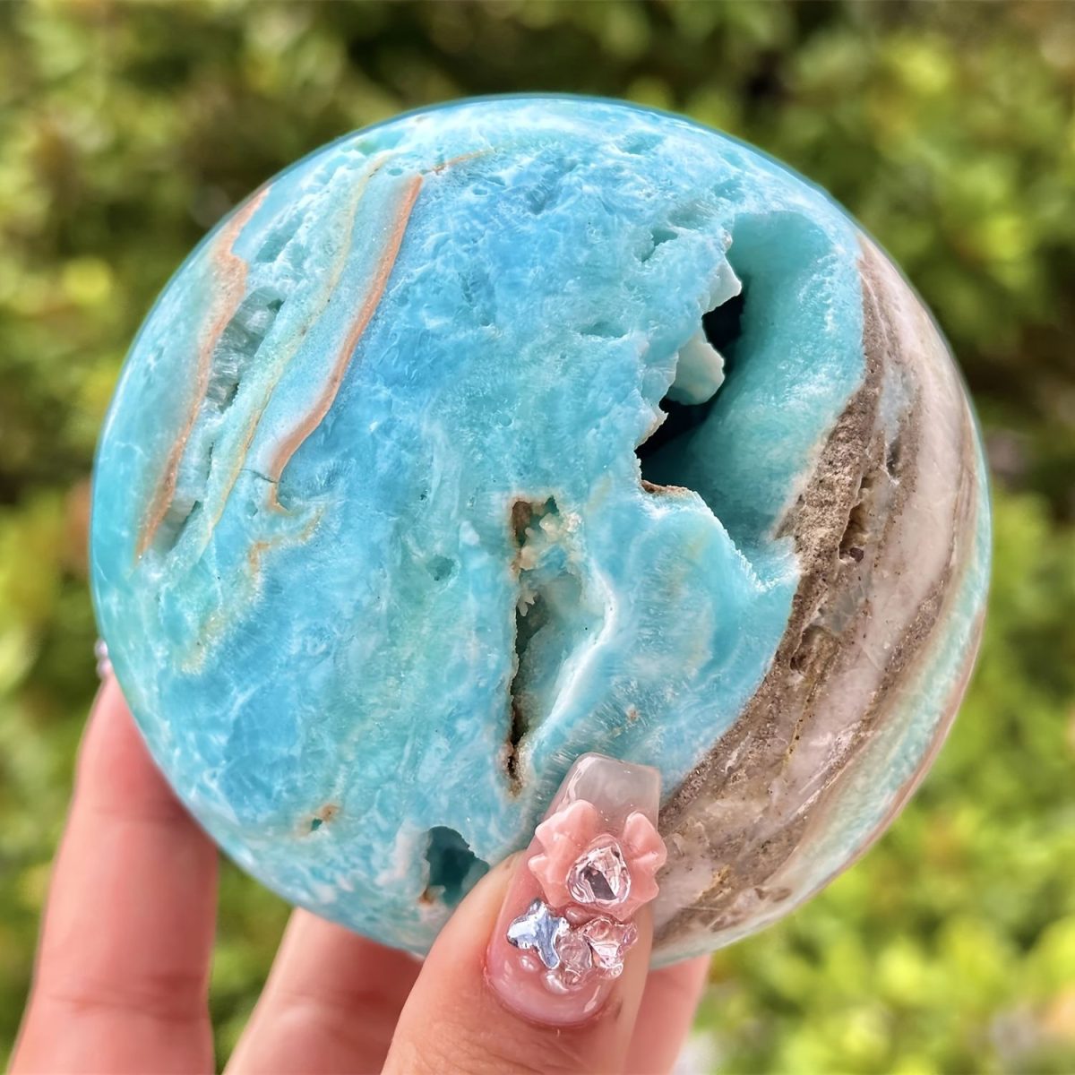 1pc Unique Natural Hemimorphite Sphere - Bohemian Teal Blue & White Marbled Stone, Smooth Spherical Mineral Specimen for Home Decor, Tabletop or Entrance Centerpiece, Holiday Gift for Christmas - Image 17