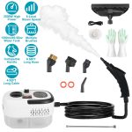 1200ml Tank Steam Cleaner 2500W 3 Bar Hot Steam Output 6 Adjustable Speeds, Complete Multi Function Cleaning Tool Set Foldable Handle Extended Hose Cord for Indoor Auto Surface Maintenance