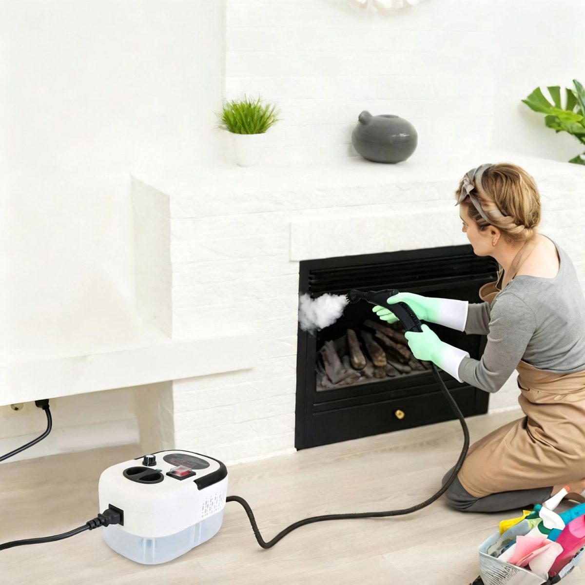 1200ml Tank Steam Cleaner 2500W 3 Bar Hot Steam Output 6 Adjustable Speeds, Complete Multi Function Cleaning Tool Set Foldable Handle Extended Hose Cord for Indoor Auto Surface Maintenance - Image 3