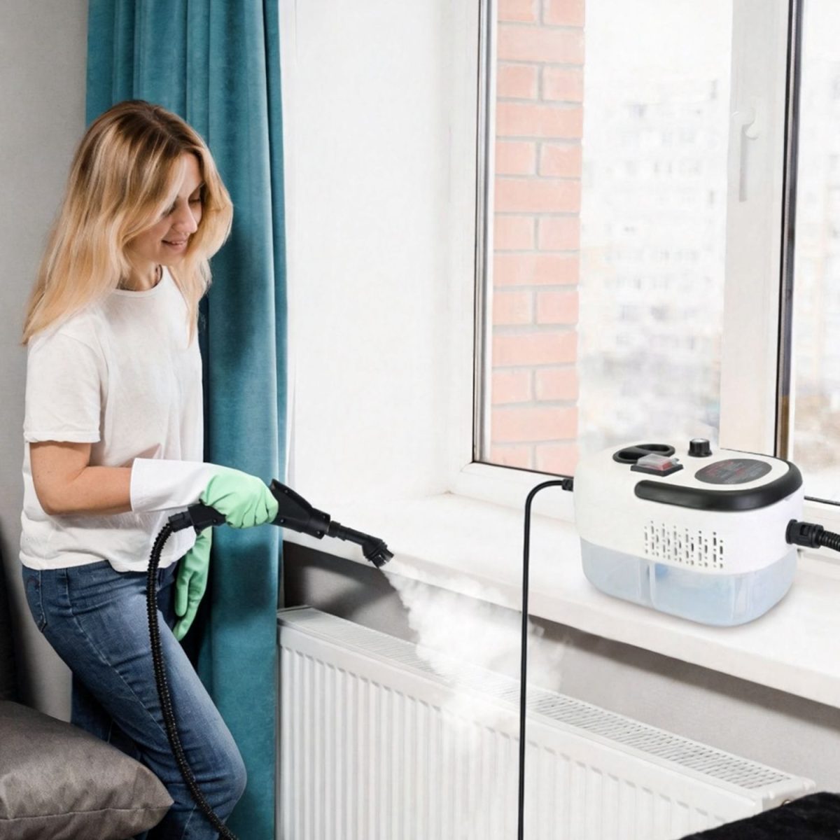1200ml Tank Steam Cleaner 2500W 3 Bar Hot Steam Output 6 Adjustable Speeds, Complete Multi Function Cleaning Tool Set Foldable Handle Extended Hose Cord for Indoor Auto Surface Maintenance - Image 5