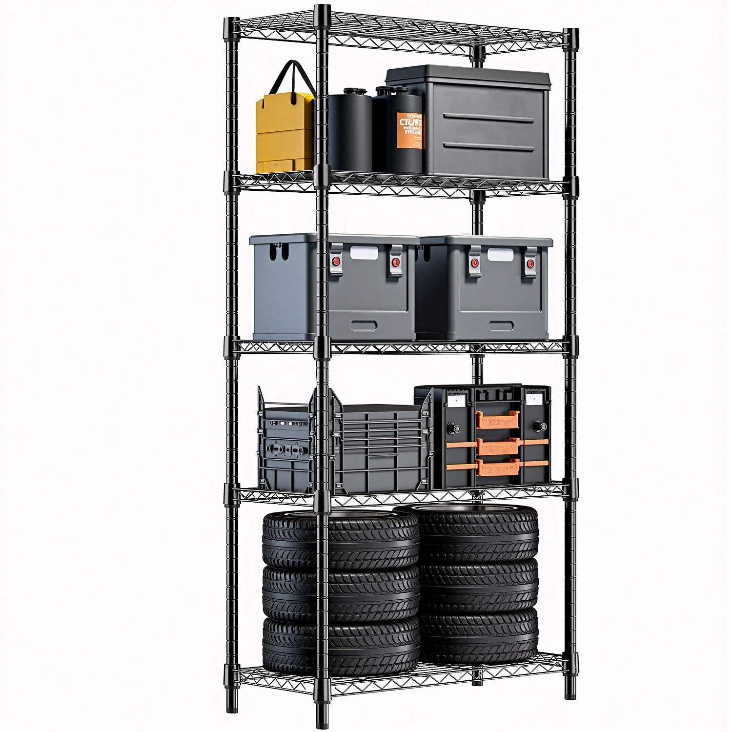 d01027h5qna.jpg 1250 lbs Storage Shelving Utility Shelving Unit 5-Tier Utility Shelving Unit Steel Organizer Wire Rack for Home,Kitchen,Office (13.7" D x 23.6" W x 62.4" H) - Image 1