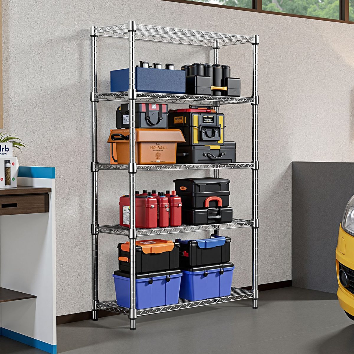 1250 lbs Storage Shelving Utility Shelving Unit 5-Tier Utility Shelving Unit Steel Organizer Wire Rack for Home,Kitchen,Office (13.7" D x 23.6" W x 62.4" H) - Image 8