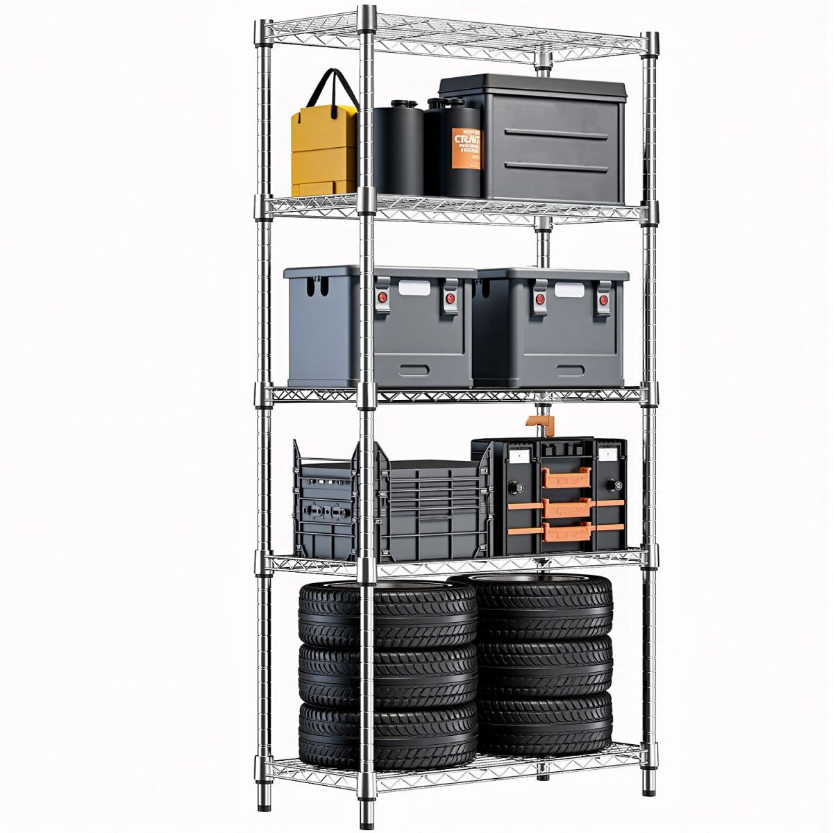 1250 lbs Storage Shelving Utility Shelving Unit 5-Tier Utility Shelving Unit Steel Organizer Wire Rack for Home,Kitchen,Office (13.7" D x 23.6" W x 62.4" H) - Image 7