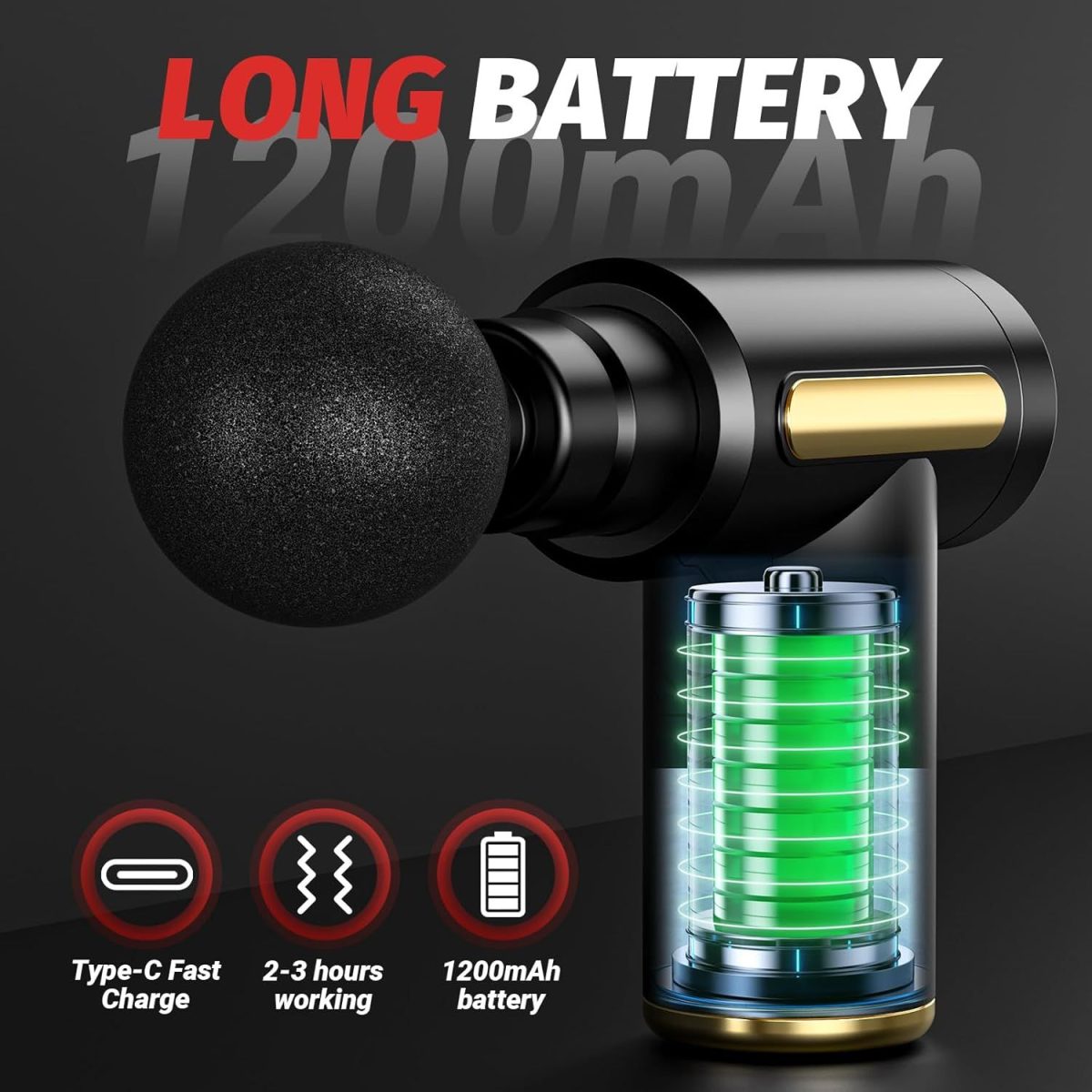 Massage Gun, Small Travel Tool, Massage Gun Deep Tissue,Percussion Handheld Portable Muscle Massager Tool for Full Body Pain Relief, Ideal Gifts for Men, Women - Image 2
